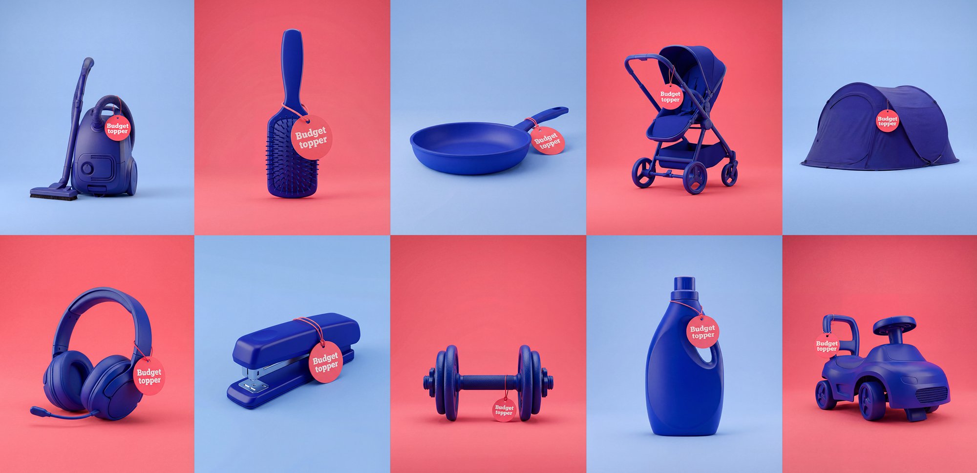 Bol Budgettopper — product spread on blue with the Budgettopper label